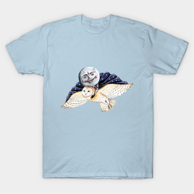 Moon man and the flying owl T-Shirt by KayleighRadcliffe